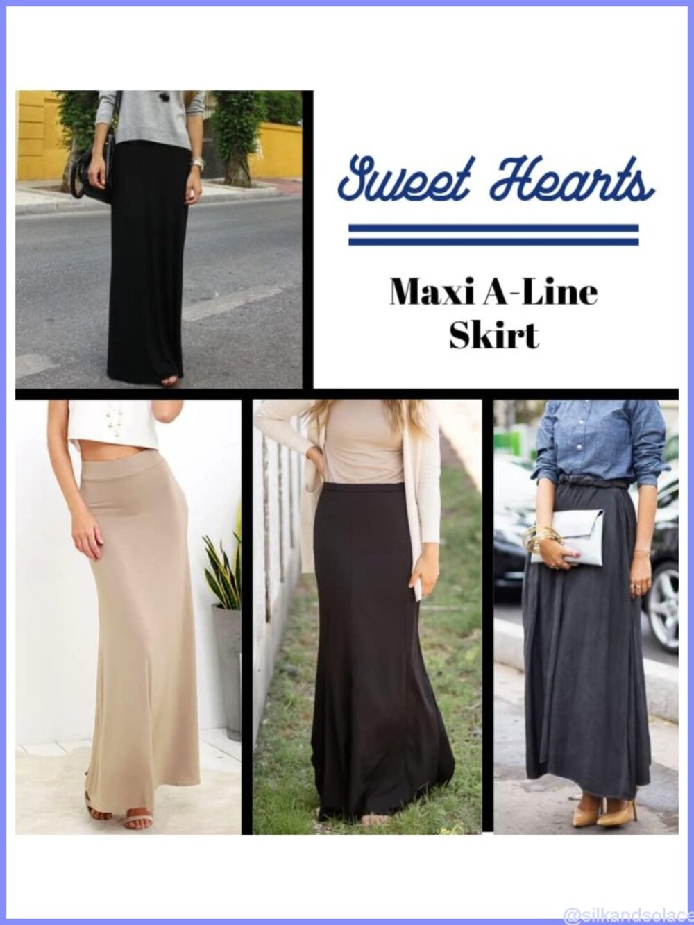 A-Line Maxi Skirt for Women High Waist Flowy Stretchy - Picture 6 of 6